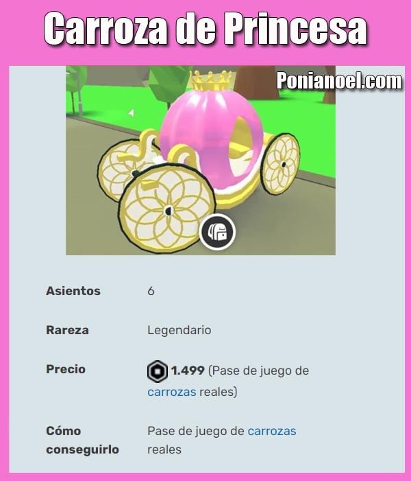 Carroza de princesa adopt me roblox